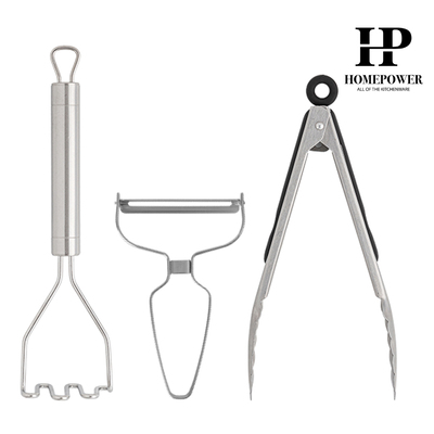 [홈파워] 샐러드 조리도구 3P 세트 (주방 집게 중+양배추칼+으깨기)